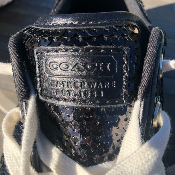 NWOT Coach Sequin Black Sneakers 6.5 B - Picture 7 of 8